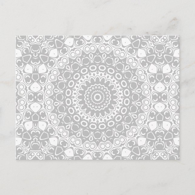 Elegant Silver Mandala Pattern Postcard (Front)