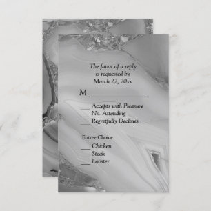 Elegant Silver Marble Agate RSVP with Menu Choices