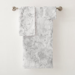 Elegant Silver Marble Bath Towel Set