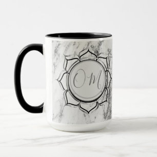 Elegant Silver Marble Lotus OM    Mug