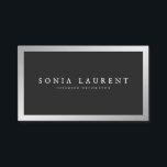 Elegant silver metallic frame minimalist black business card<br><div class="desc">Elegant silver metallic frame minimalist black</div>