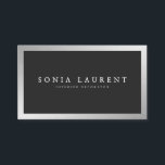 Elegant silver metallic frame minimalist black business card<br><div class="desc">Elegant silver metallic frame minimalist black</div>