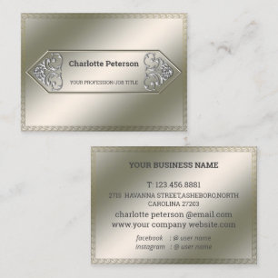 Elegant Silver Metallic  Gemstone  Business Card