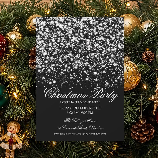 Elegant Silver Midnight Glam Christmas Party  Invitation (Creator Uploaded)