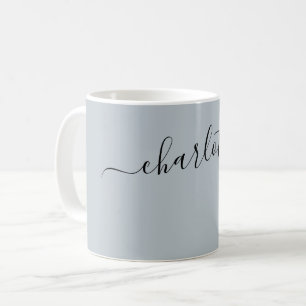 Elegant Silver Mist Colour Modern Name Personalize Coffee Mug