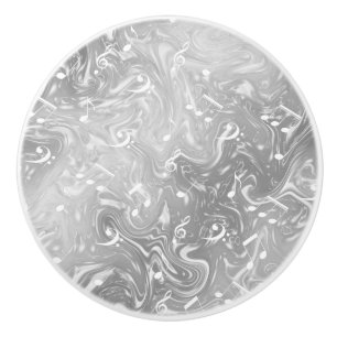 elegant silver music notes in grey ceramic knob