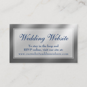 Elegant Silver & Navy Wedding Website Insert Card