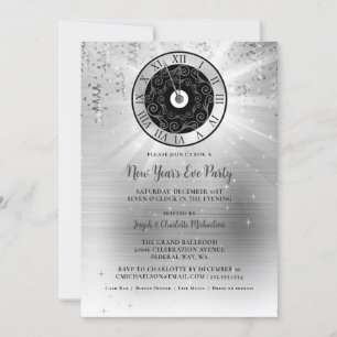 Elegant Silver New Years Eve Party Invitation