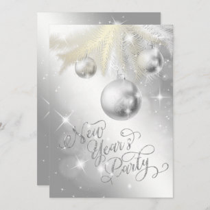 Elegant Silver New Year's Eve  Party Invitation