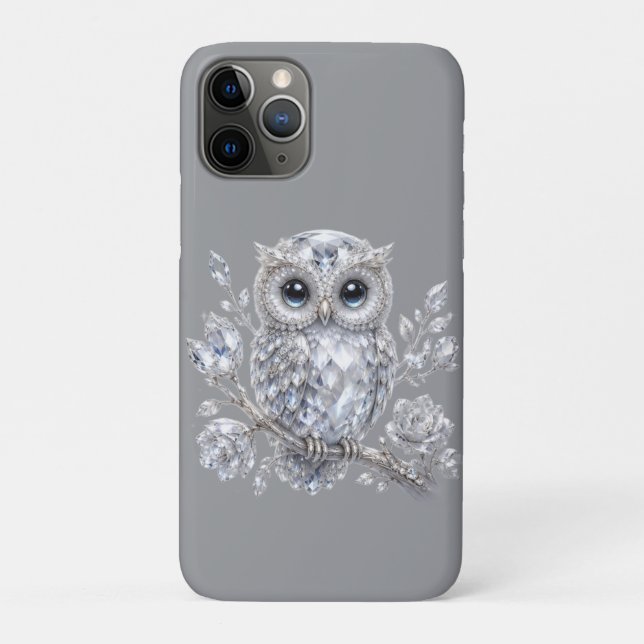 Elegant Silver Owl Botanical Magic Night Deco Case-Mate iPhone Case (Back)