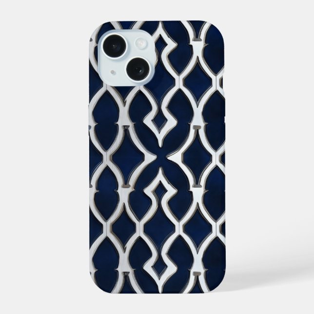 Elegant Silver Pattern iPhone 15 Case (Back)