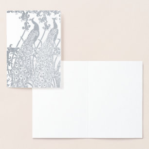 Elegant Silver Peacock Foil Card