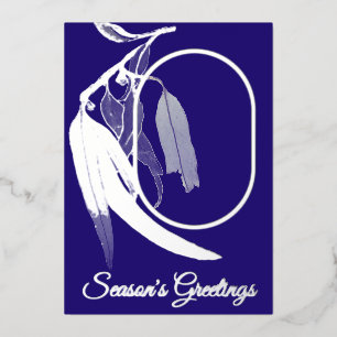 Elegant Silver Photo Botanic Watercolor Christmas Foil Holiday Card