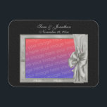 Elegant Silver Photo Frame Personalized Wedding  Magnet<br><div class="desc">Elegant silver frame with a bow save the date announcement or wedding favour refrigerator magnet. Ready for your special photo. Fill in your information in the template. Make more changes to text and font size, style, and colour. Add your photo by clicking on Change and upload your picture. Click on...</div>