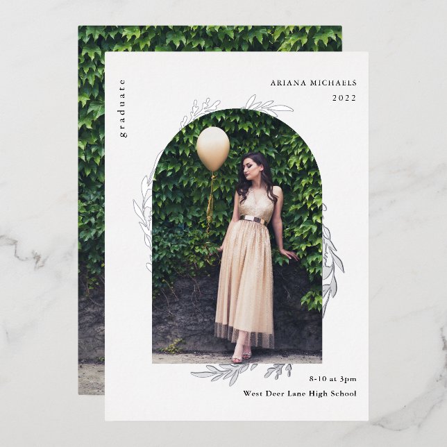 Elegant Silver Photo Graduation (Front/Back)