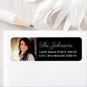 Elegant Silver Photo Graduation Return Address