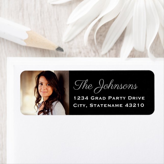 Elegant Silver Photo Graduation Return Address (Insitu)
