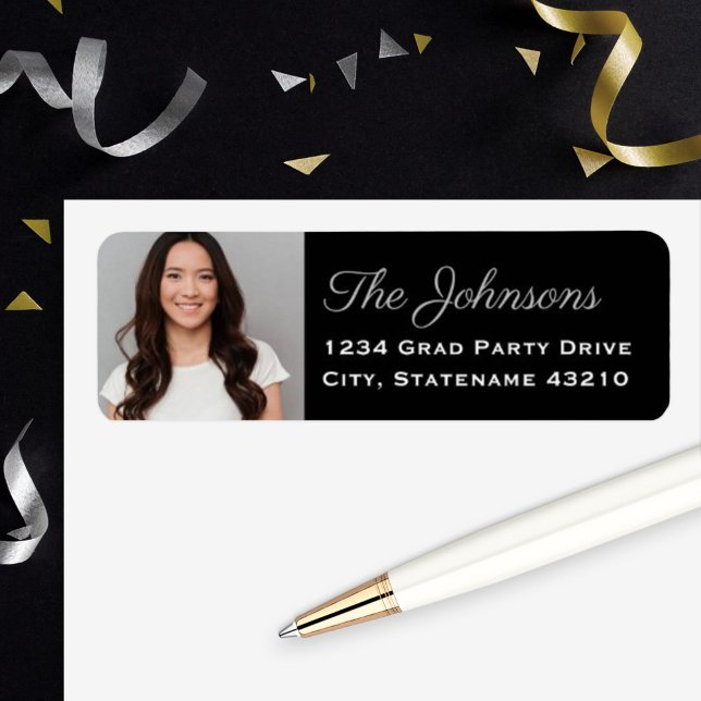 Elegant Silver Photo Graduation Return Address (Creator Uploaded)