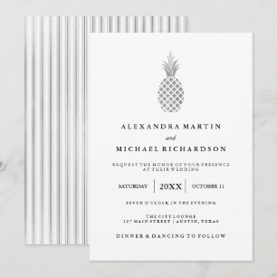 Elegant Silver Pineapple Wedding Invitation