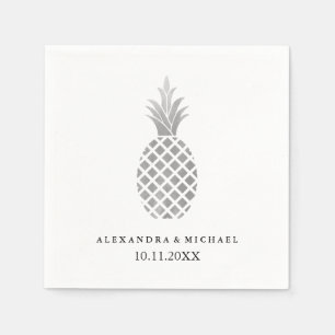 Elegant Silver Pineapple Wedding Napkin