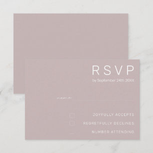Elegant  Silver Pink Minimal Modern Wedding  RSVP  Invitation