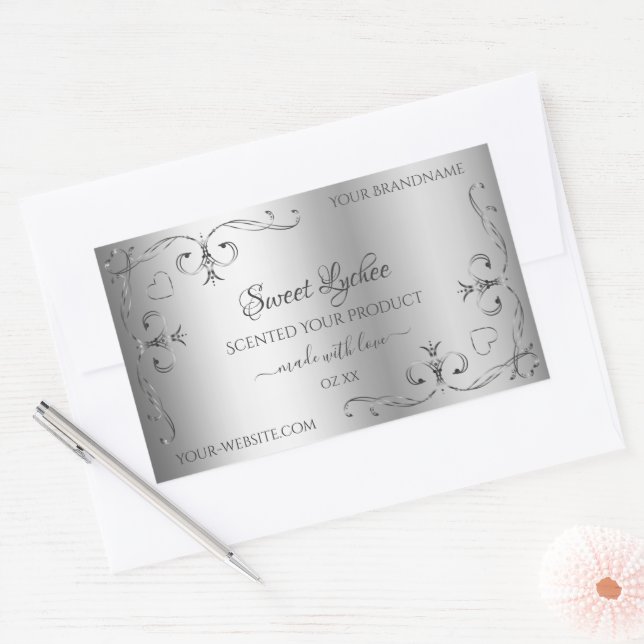 Elegant Silver Product Labels Ornate Corner Border (Envelope)