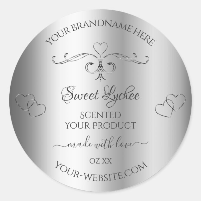 Elegant Silver Product Labels Ornate Ornamental (Front)