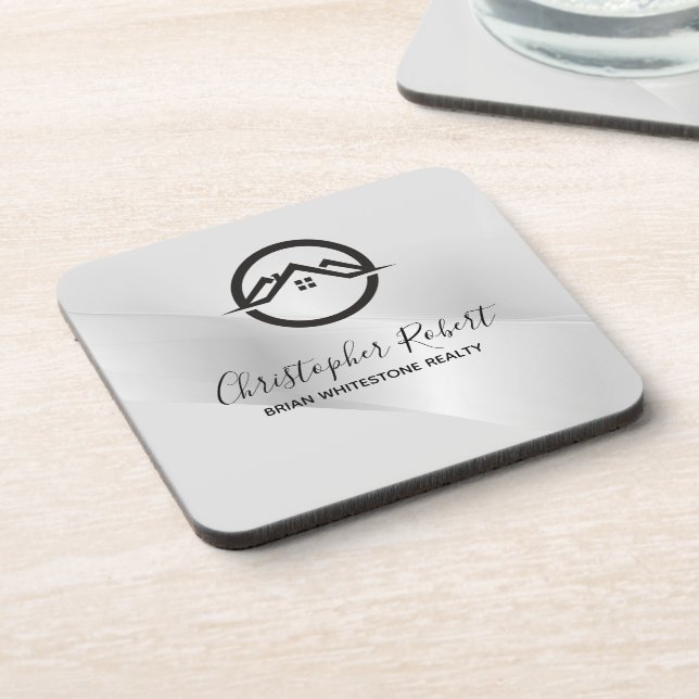 Elegant Silver Real Estate Coaster (Left Side)