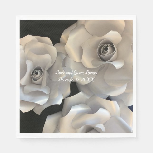 Elegant Silver Roses Napkin (Front)