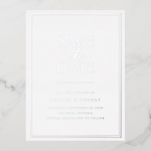 Elegant Silver Save The Date Foil Invitation Postcard