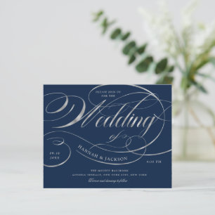 Elegant Silver Script Budget Wedding Invitation