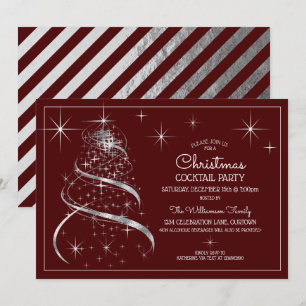 Elegant Silver Shimmer Christmas Cocktail Party Invitation