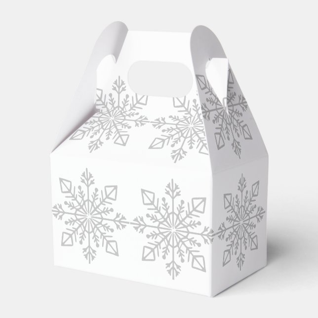 Elegant Silver Snowflake Christmas Holiday Gift Favor Box (Front Side)