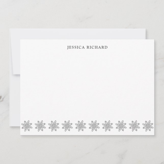 Elegant Silver Snowflake Personalized Card (Front)