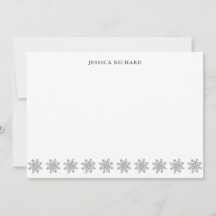 Elegant Silver Snowflake Personalized Card