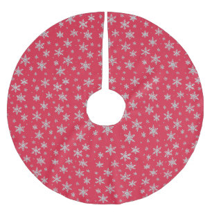 Elegant Silver Snowflake Winter Holiday Brushed Polyester Tree Skirt