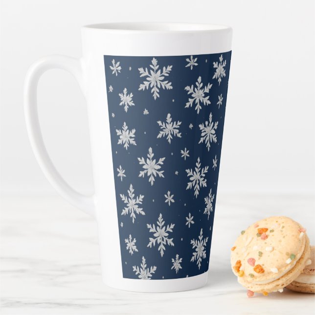 Elegant Silver Snowflake | Winter Holiday  Latte Mug (In Situ)