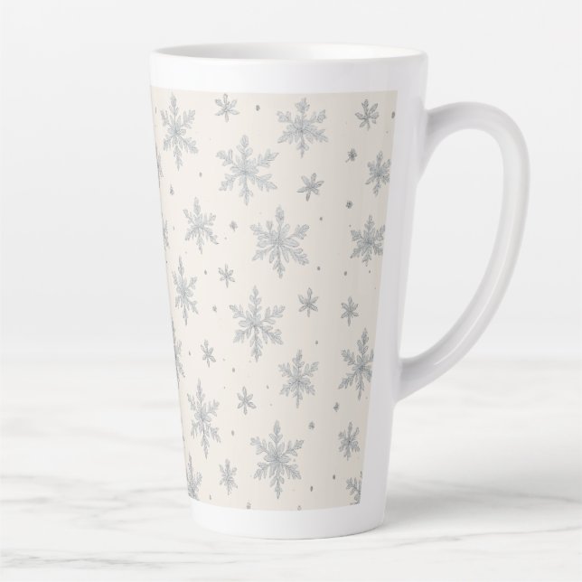 Elegant Silver Snowflake | Winter Holiday  Latte Mug (Right)