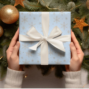 Elegant Silver Snowflake Winter Holiday Wrapping Paper