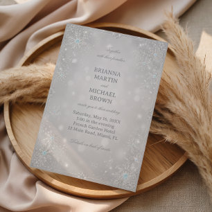 Elegant Silver Snowflake Winter Splendour Invitation