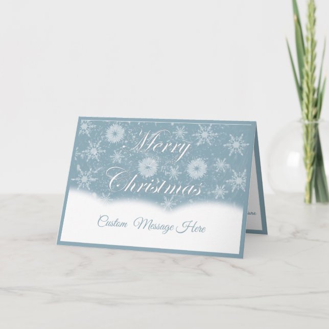 Elegant Silver Snowflakes Merry Christmas Quote Card (Front)