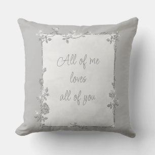 Elegant Silver Sparkle Frame Valentine  Throw Pillow