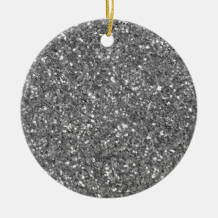 Elegant silver sparkling glitter pattern           ceramic ornament