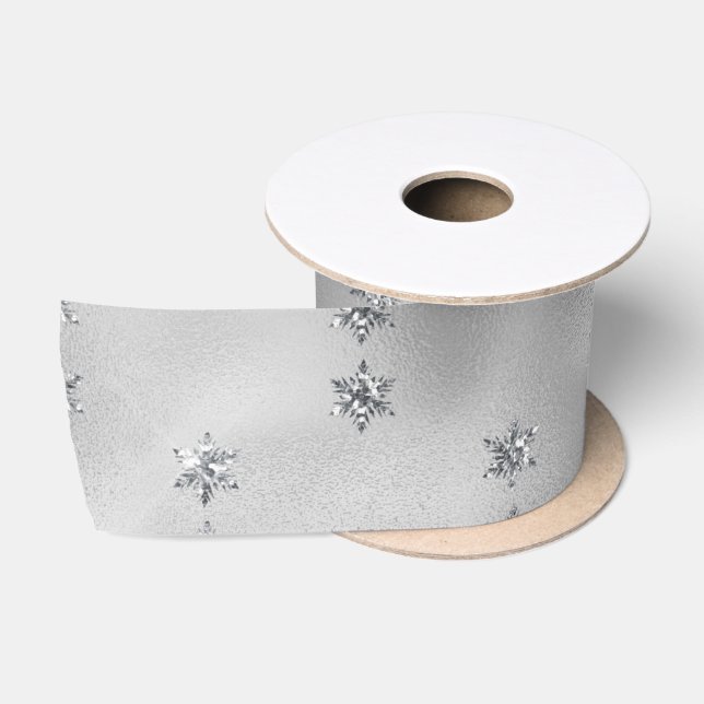 Elegant Silver Star  Satin Ribbon (Spool)