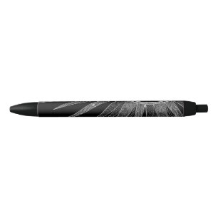 Elegant Silver Sun Moon Mandala Black Design Ink Pen