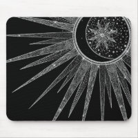 Elegant Silver Sun Moon Mandala Black Design