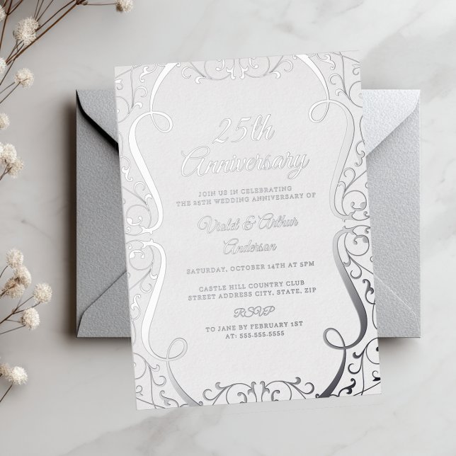 Elegant Silver Swirl 25th Wedding Anniversary (Creator Uploaded)