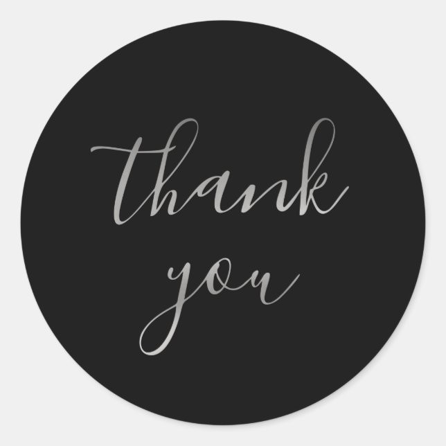 Elegant Silver Thank You Wedding Round Sticker (Front)