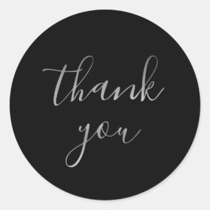 Elegant Silver Thank You Wedding Round Sticker