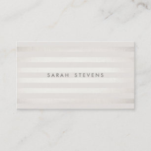 Elegant Silver Thin Off White Striped Salon Spa Business Card